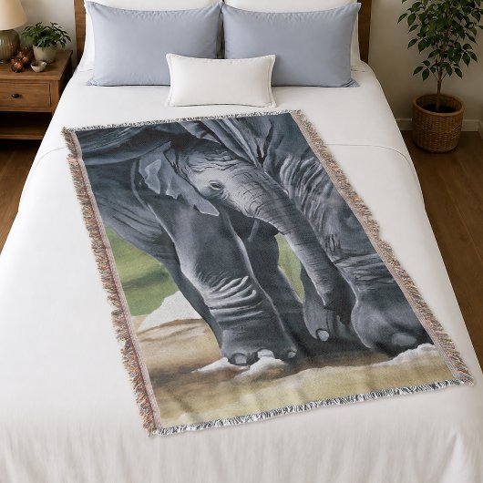 Baby-Elefanten-Mutter-Schutzliebe Decke
