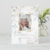 Baby | Elegant Alabaster White Peonies Einladung (Stehend Vorderseite)