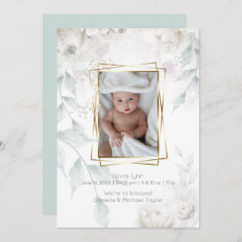 Baby | Elegant Alabaster White Peonies Einladung