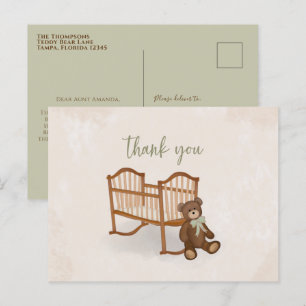 Baby Elegant Vintage Danke Süßer Teddybär Postkarte
