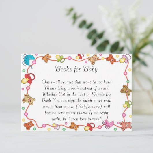 Baby Elements Babyduschenbücher für Babykarten Einladung (Stehend Vorderseite)