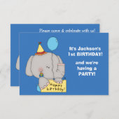 Baby Elephant 1. Geburtstag Party Einladung (Vorne/Hinten)