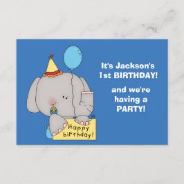 Baby Elephant 1. Geburtstag Party Einladung
