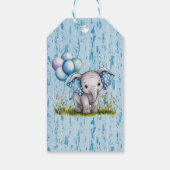 Baby Elephant and Wildflower Boy Baby Shower Geschenkanhänger (Rückseite)