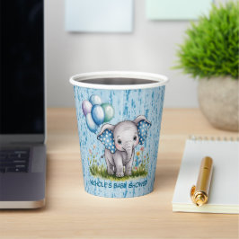 Baby Elephant and Wildflower Boy Baby Shower Pappbecher