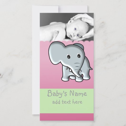 Baby Elephant Announcement Ankündigung (Vorderseite)