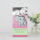 Baby Elephant Announcement Ankündigung (Stehend Vorderseite)
