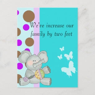 Baby Elephant Aquamarin braun und Lila Postkarte
