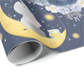 Baby Elephant auf dem Mond Geschenkpapier (Rolleneckpunkt)