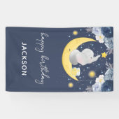 Baby Elephant auf Moon Happy Birthday Banner (Horizontal)
