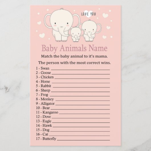 Baby Elephant Baby Animes Name Game (Vorderseite)
