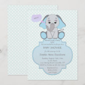 Baby Elephant Baby Boy Babydusche einladen Einladung (Vorne/Hinten)