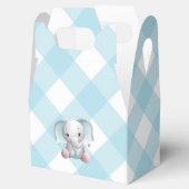 Baby Elephant Baby Boy Favor Box Kariert Gingham Geschenkschachtel (Geöffnet)