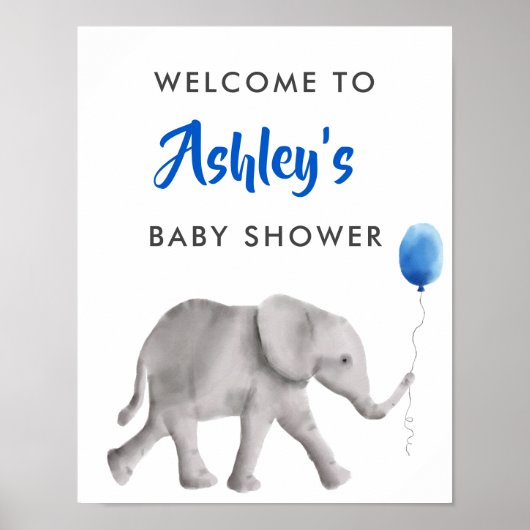 Baby Elephant Baby Dusche Begrüßungsschild Poster (Vorne)