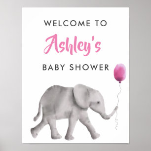 Baby Elephant Baby Dusche Begrüßungsschild Poster