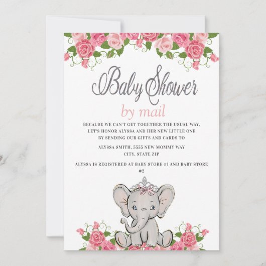 Baby Elephant Baby Dusche by Mail Einladung (Vorderseite)