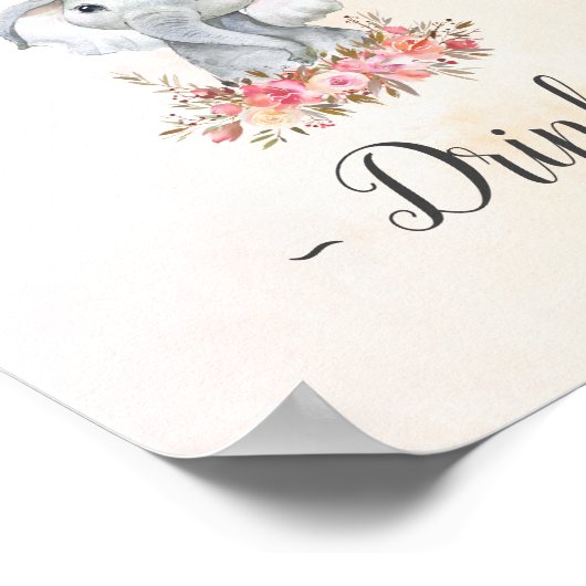 Baby Elephant Baby Dusche Drinks Poster (Ecke)