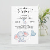 Baby Elephant Baby Dusche Einladung (Stehend Vorderseite)