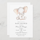 Baby Elephant Baby Dusche Einladung (Vorne/Hinten)