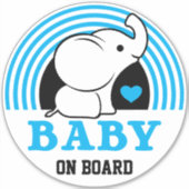 Baby Elephant Baby On Board Car Sticker - blau (Vorderseite)