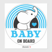 Baby Elephant Baby On Board Car Sticker - blau (Blatt)