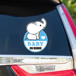 Baby Elephant Baby On Board Car Sticker - blau