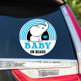 Baby Elephant Baby On Board Car Sticker - blau