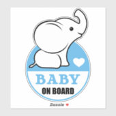 Baby Elephant Baby On Board Car Sticker - blau (Blatt)