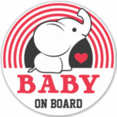 Baby Elephant Baby On Board Car Sticker - Red (Vorderseite)