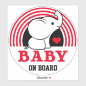 Baby Elephant Baby On Board Car Sticker - Red (Blatt)