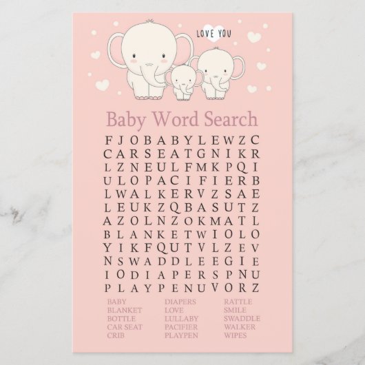 Baby Elephant Baby Shooter Word Search Game (Vorderseite)