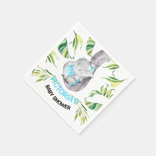 Baby Elephant Baby Shower Birthday Boy Serviette (Ecke)