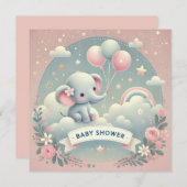BABY ELEPHANT BABY SHOWER EINLADUNG (Vorne/Hinten)