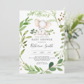 Baby Elephant Baby Shower Einladung (Stehend Vorderseite)