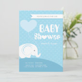 Baby Elephant Baby Shower Einladung für Baby Boy (Stehend Vorderseite)