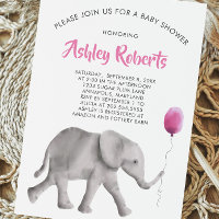 Baby Elephant Baby Shower Einladung, Rosa & Grau