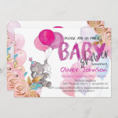 Baby Elephant Baby Shower Girl Einladung (Vorne/Hinten)