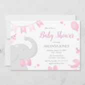 Baby Elephant Baby Shower Girl Einladungen (Vorderseite)