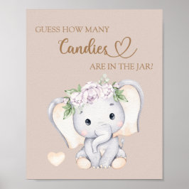 Baby Elephant Baby Shower schätzt wie viele Poster