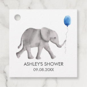 Baby Elephant Baby Shower Tags, Blue & Gray Geschenkanhänger