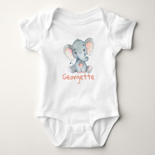 Baby Elephant Baby T - Shirt personalisiertes Mono (Vorderseite)