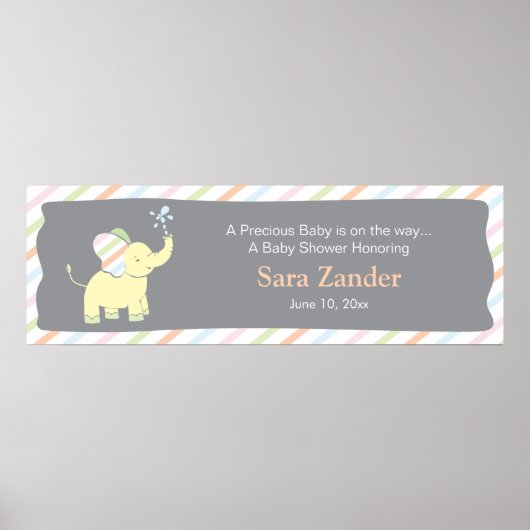 Baby Elephant | Babyduschbanner Poster (Vorne)
