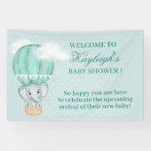 Baby Elephant Bale Green Hot Air Ballon Dusche Banner (Horizontal)