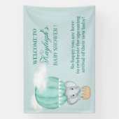 Baby Elephant Bale Green Hot Air Ballon Dusche Banner (Vertikal)