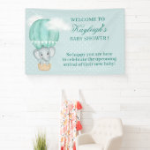 Baby Elephant Bale Green Hot Air Ballon Dusche Banner (InSitu)