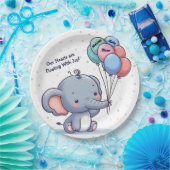 Baby Elephant Balloon Baby Shower Paper Plates Pappteller (Party)