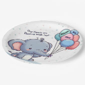 Baby Elephant Balloon Baby Shower Paper Plates Pappteller (Schrägansicht)