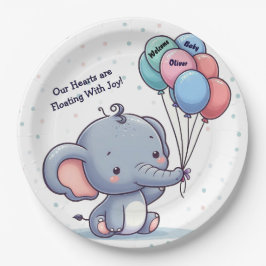 Baby Elephant Balloon Baby Shower Paper Plates Pappteller