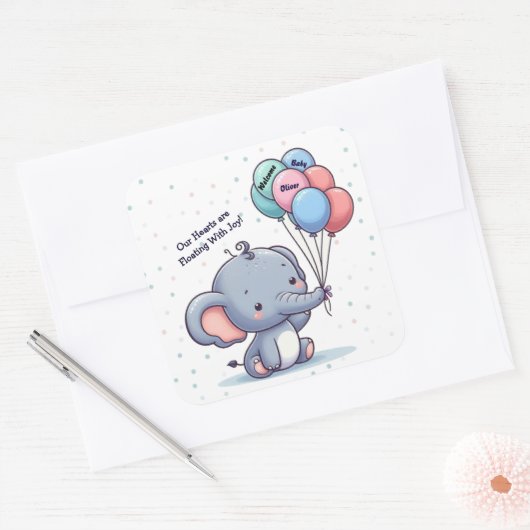 Baby Elephant Balloon Sticker (Umschlag)