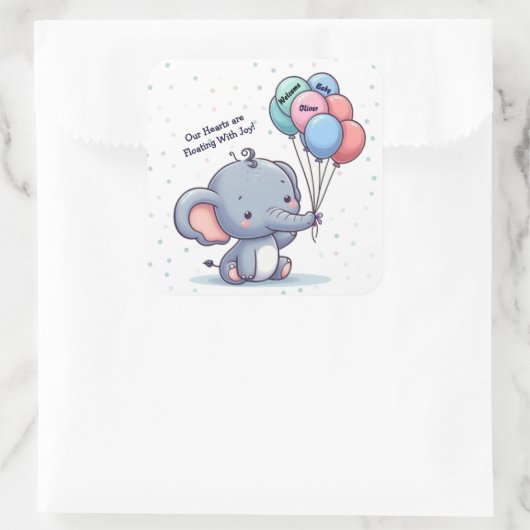 Baby Elephant Balloon Sticker (Tasche)